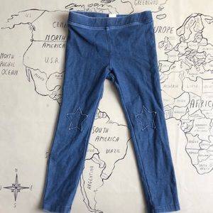 JCrew crewcuts denim leggings with star knee patches size 4